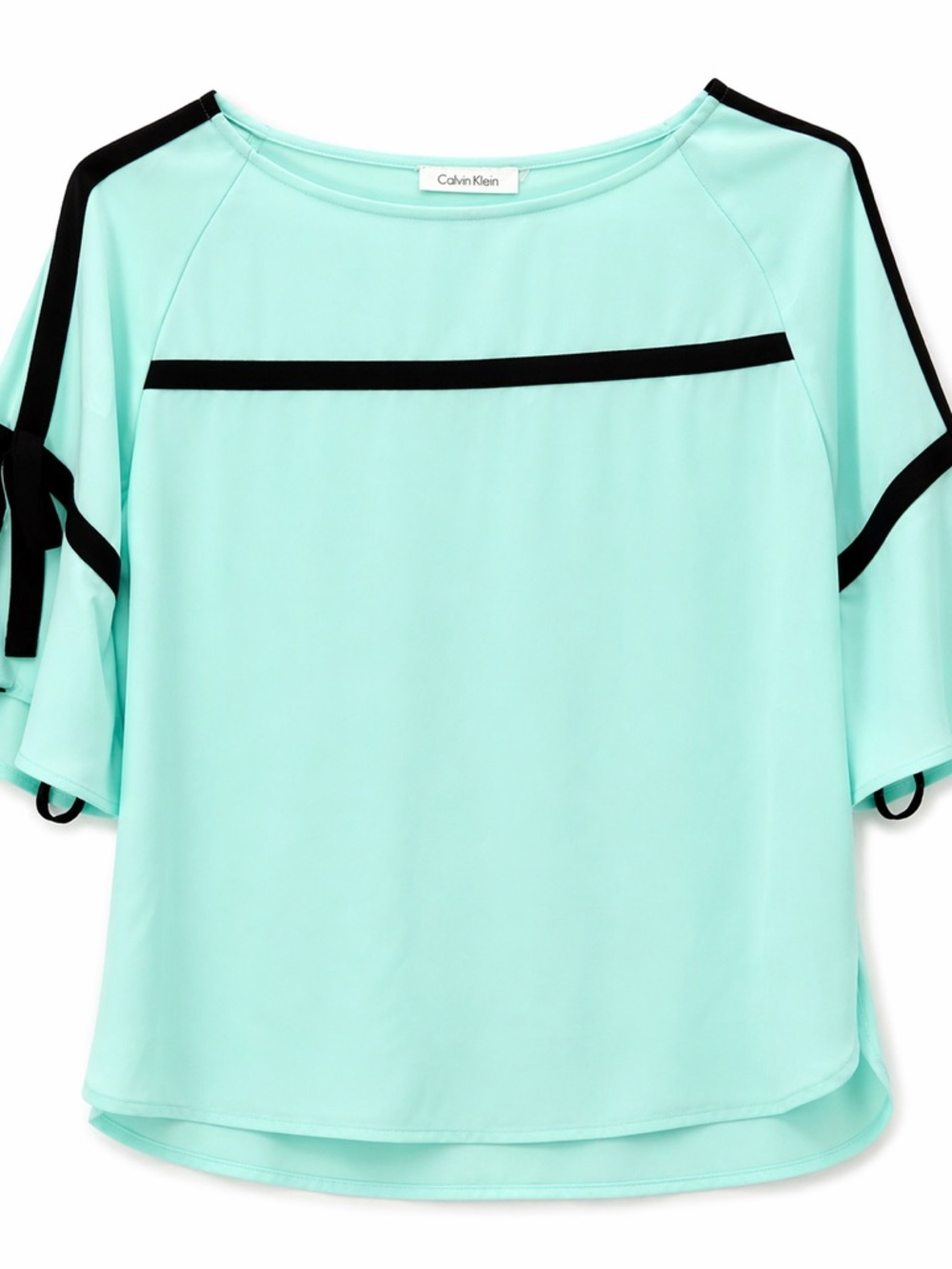 Calvin Klein Mint Green Blouse with Black Trim Accents
